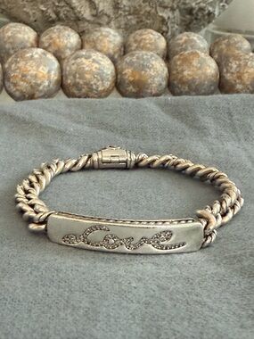 David Yurman Silver 'Love' Cable ID Bracelet
